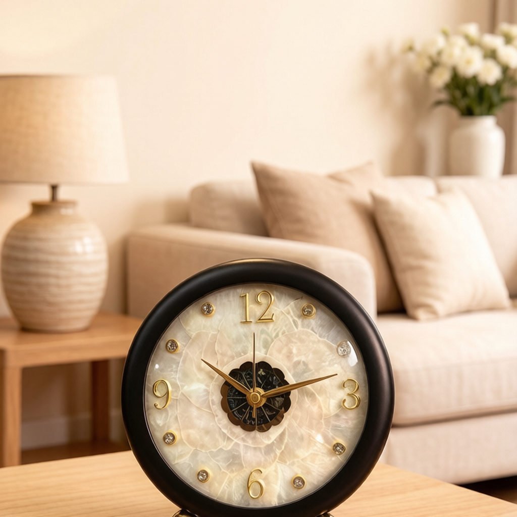 Solid Wood Shell Desk Clock