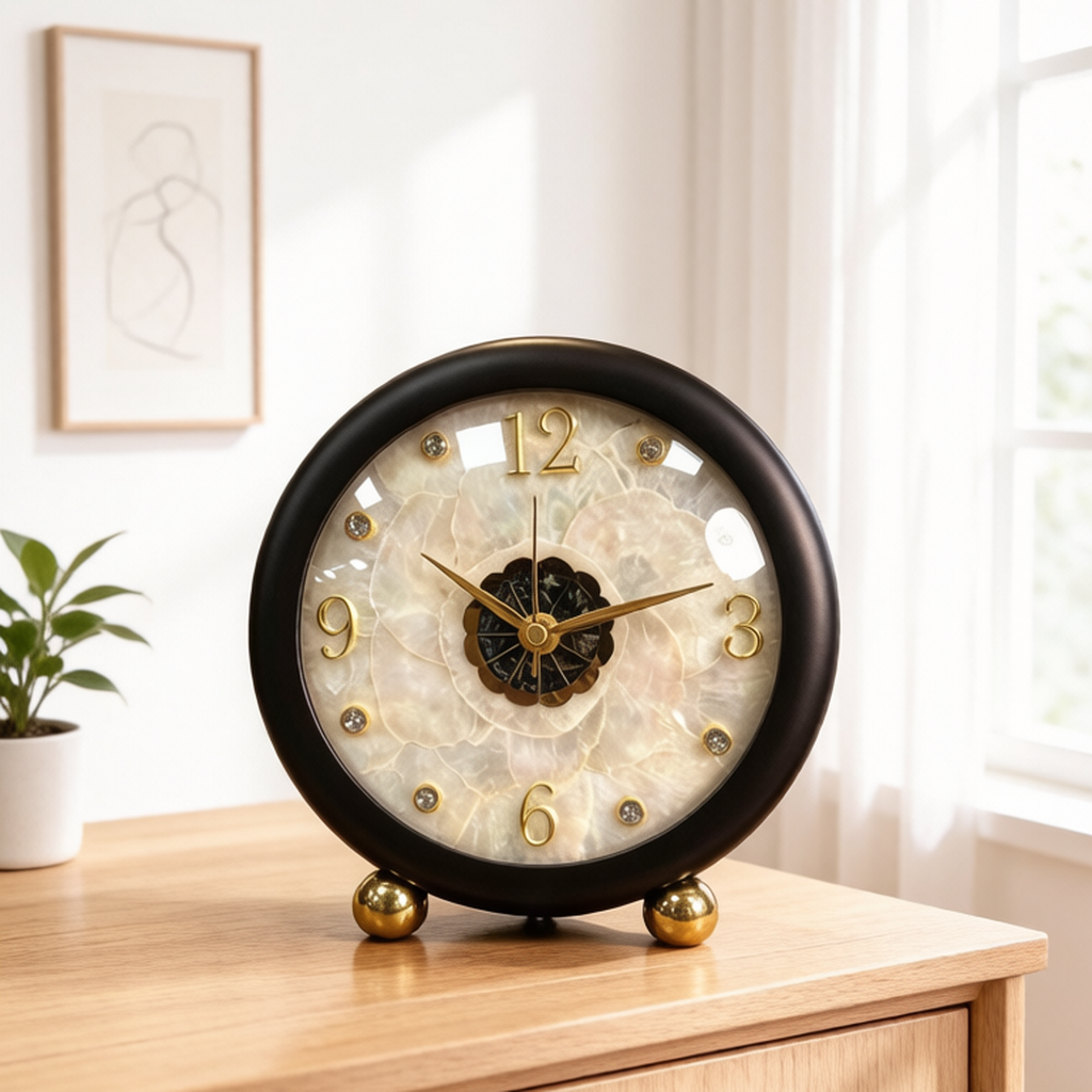 Solid Wood Shell Desk Clock